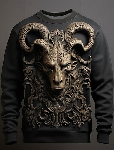  Herr Grafisk Djur Antilop Tröjor Pullover-tröja Långärmad Tröja Rund hals Dagligen Ledigt Vintage retro 3D-tryck Semester Helgdag Utekväll Mönster Vår & Höst