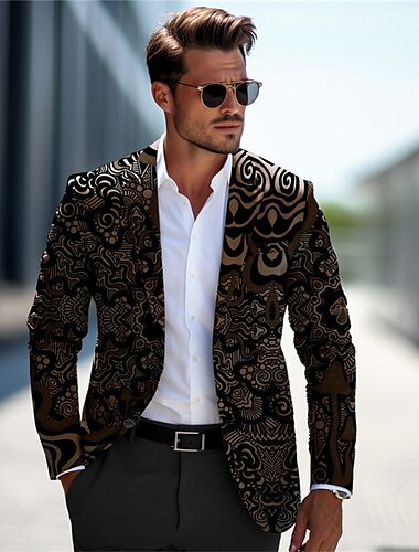  Herren Blumen Langarm Umlegekragen Vintage Geschäftlich Tribal Arbeit Büro-Outfit Ausgehen Knöpfe Druck Mehrere Taschen