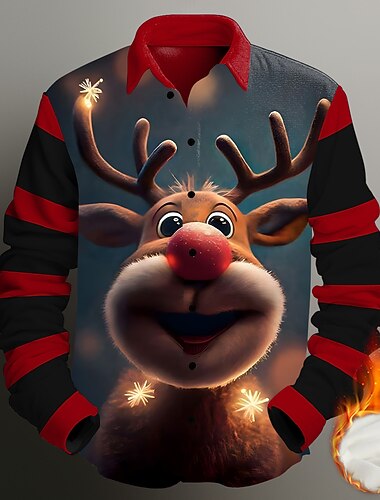  christmas casual menn daglig slitasje ferie går ut høsten &amp; vinter turndown langermet mørk rød, rød, kongeblå s, m, l skjorte