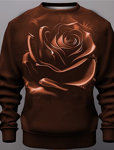  Herren Rose Graphic Sweatshirts Pullover Sweatshirt Langarm Sweatshirt Rundhalsausschnitt Modisch Täglich Brautkleider schlicht 3D-Druck Urlaub Festtage Ausgehen Bedruckt Frühling & Herbst