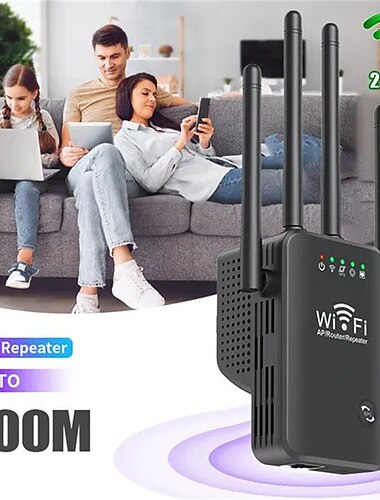  Усилитель сигнала Wi-Fi 2,4 ГГц, удлинители Wi-Fi, усилитель сигнала 300 Мбит/с, простая настройка, 4 антенны большого радиуса действия для дома с портом Ethernet