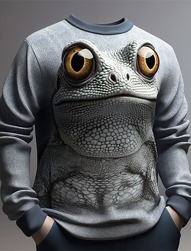  Herr Grafisk Groda Tröjor Pullover-tröja Långärmad Tröja Rund hals Mode Dagligen Ledigt 3D-tryck Semester Helgdag Utekväll Mönster Vår & Höst