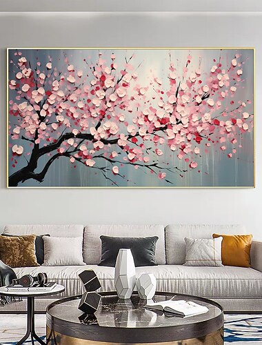  dipinto a olio fatto a mano su tela decorazione da parete decorazione rosa originale albero fiorito decorazione per la casa con cornice allungata senza cornice interna dipinta