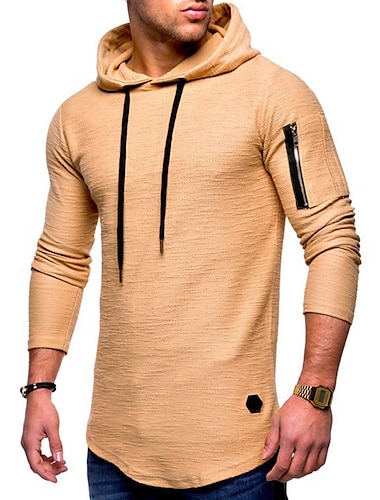  Per uomo maglietta Maglia a maniche lunghe Con cappuccio Manica lunga Sportivo Da mare Per uscire Casual / quotidiano Morbido Liscio Nero Bianco Abbigliamento sportivo Di tendenza Sport
