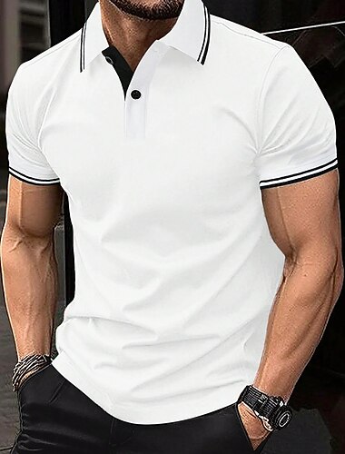  Herren Poloshirt Polos mit Knöpfen Casual Festtage Kargen Kurzarm Modisch Basic Glatt Taste Sommer Regular Fit Weiß Gelb Blau Grün Poloshirt