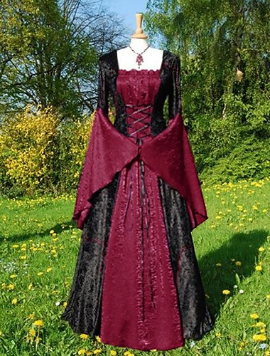 Retro Vintage Mittelalterlich Renaissance Kleid Cosplay Kostüm Abschlussballkleider Ren Faire Hexe Wikinger Dame Damen Keltisch Walpurgisnacht Halloween Karneval Maskerade Renaissance-Messe LARP