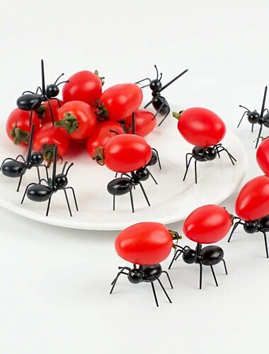  12pçs palitos de comida para formigas, decoração em forma de formiga, garfos, lanche, bolo, sobremesa, utensílios de mesa para casa, cozinha, festa, jantar, escolha de frutas para restaurantes/cafés