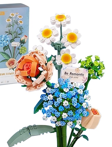 מתנות ליום האישה סט אבני בניין מיניאטורי פרחים מלאכותיים עיצוב הבית ליום האהבה חברה מתנה ליום האם מתנה b מתנות ליום האם לאמא