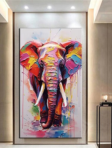  Hecho a mano Pintura al óleo pintada a colgar Pintada a mano Horizontal Abstracto Animales Moderno Sin marco interior  (sin marco)
