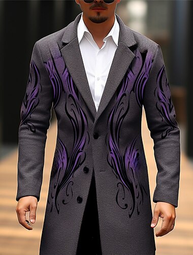  Herren Symbol Wintermantel Mantel warm halten Atmungsaktiv Komfortabel Vintage Geschäftlich Arbeit Tragen Sie, um zu arbeiten Ausgehen Tasche Bedruckt Herbst Winter Umlegekragen Langarm Rotblond