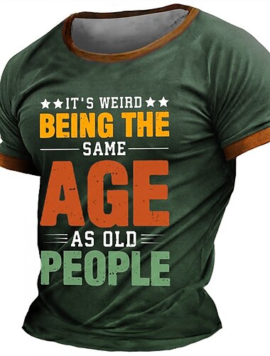  Herren Graphic Buchstabe T Shirt Kurzarm T-Shirt 3D-Druck Rundhalsausschnitt Hemd Täglich Designer Retro Vintage Sports Outdoor Festtage Ausgehen Schwarz Braun Armeegrün Frühling Sommer Bekleidung S