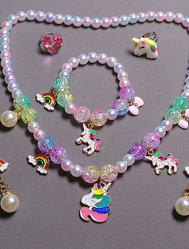  kinderparelketting armbandenset eenhoorn ketting meisje babyaccessoires kinderketting