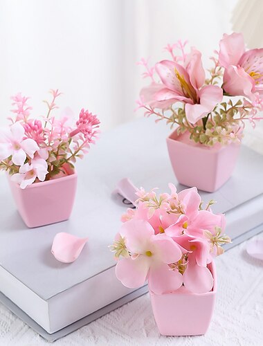 3 pezzi/set piante sempreverdi che simulano mini piante in vaso di plastica adatte per decorare case cucine ristoranti tavoli davanzali librerie cortili giardini e uffici decorazioni di nozze