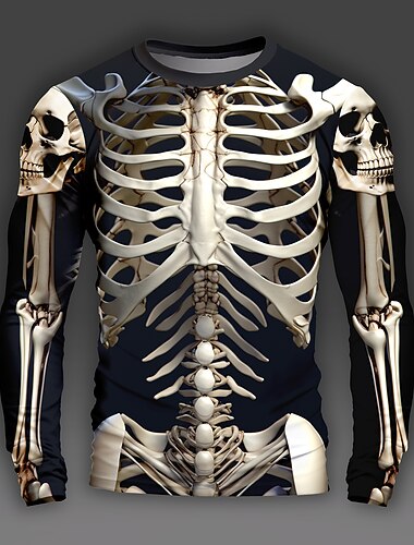  halloween kuolleiden päivä kallo miesten graafinen kallo luuranko t-paidat pitkähihainen t-paita 3D-tulostus pyöreä kaula-aukkoinen paita päivittäin suunnittelija ulkoilu juhla loma kevät syksy vaatteet vaatteet