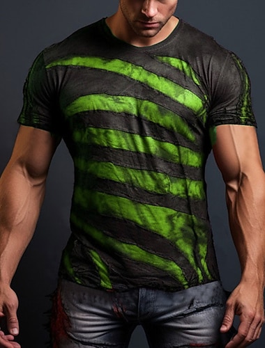  Miesten Kuvitettu Väripalikka Goottilainen kauhu Tilkkutäkki T-paita Lyhythihainen T-paita 3D-tulostus Tiukka pyöreä kaula-aukko Paita Päivittäin Suunnittelija Retro / vintage Urheilu ja ulkoilu