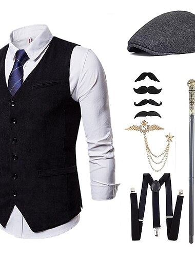  Retrò Vintage Anni Ruggenti Anni 1920 Abiti Completi & Blazer Il grande Gatsby Gentiluomo Per uomo Mascherata Halloween Casual Quotidiano Festa / Cocktail Adulti Cappello Cravatta Bretelle Tutte le