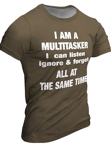  Ανδρική μπλούζα χιούμορ εργασίας 'Πολυάσχολος' σαρκαστικό σχέδιο κοντού μανικιού