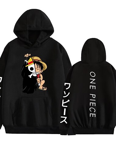  One Piece Обезьяна d Луффи Ророноа Зоро Тони Тони Чоппер Толстовка Мультяшная тематика Манга Аниме Передний карман Графический Назначение Для пары Муж. Жен. Взрослые Карнавал Маскарад