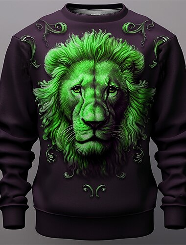  Herren Graphic Löwe Sweatshirts Pullover Sweatshirt Langarm Sweatshirt Rundhalsausschnitt Modisch Täglich Brautkleider schlicht 3D-Druck Urlaub Festtage Ausgehen Bedruckt Frühling & Herbst