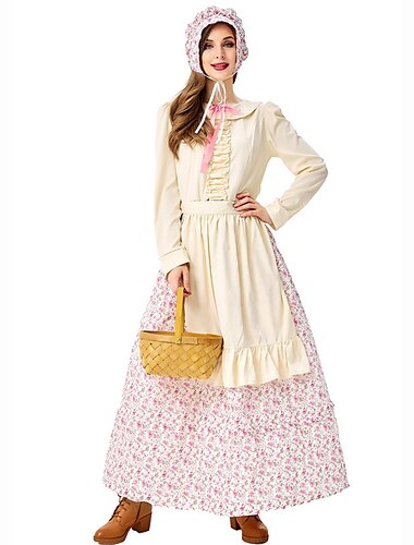  domestica Ragazza pioniera Vestiti Cuffia Costume della prateria Per adulto Per donna Cosplay Carnevale Prestazioni Halloween Halloween Carnevale Costumi di Halloween facili