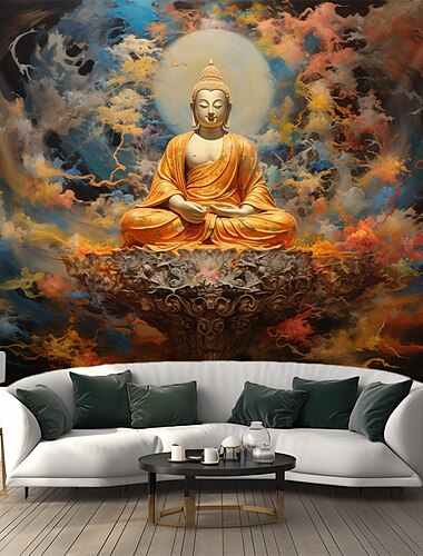  fantasie boeddha hangend tapijt kunst aan de muur groot tapijt muurschildering decor foto achtergrond deken gordijn thuis slaapkamer woonkamer decoratie