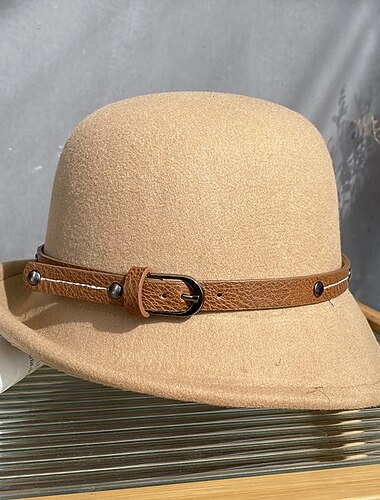  Hatter Hodeplagg polyester Bowlerhatter Bøttehatt Fedora Avslappet Ferie Elegant Årgang Med Ren Farge Tvinning Hodeplagg Hodeplagg