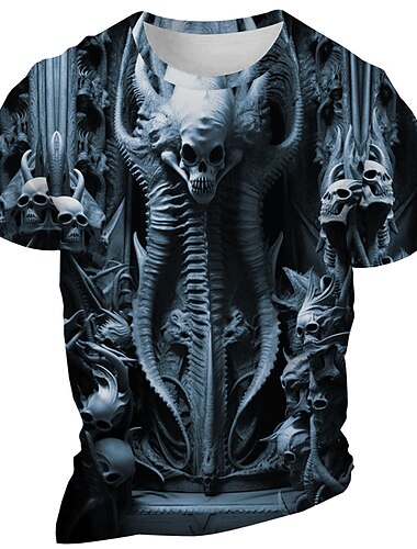  Per uomo Pop art Costumi scheletro Mostro maglietta Manica corta maglietta Stampa 3D Girocollo Camicia Giornaliero Originale Retrò vintage Sportivo Per eventi Per uscire Nero Rosso Blu Primavera