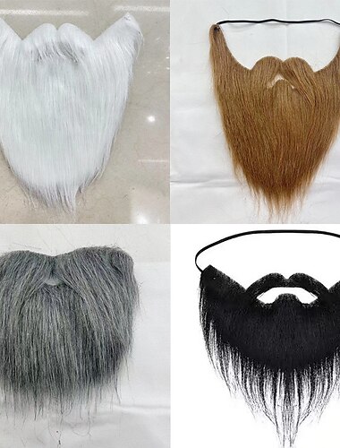  barbe de carnaval barbe du père Noël cheveux longs blancs barbe noire barbe de fête habiller