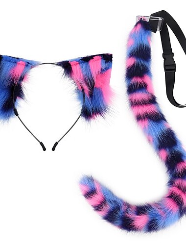  håndlaget plysj tre blomster katt øre hodeplagg katt hale sett simulering dyr øre hår bøyle dyr hale tegneserie utstilling cosplay tilbehørcosplay rekvisitter