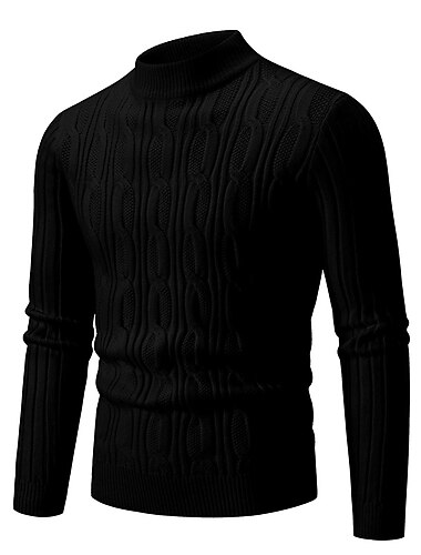  Homme Pull Pull en tricot A côtes torsadé Tricoter Normal Tricoté Plein Col Ras du Cou Garder au chaud Moderne contemporain Usage quotidien Sortie Vêtement Tenue Automne Hiver Noir Bleu S M L