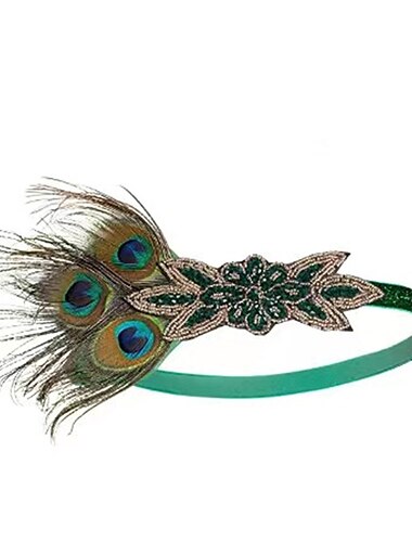  Para la Cabeza Diadema de estilo flapper Diadema de plumas Retro Antiguo 1920s Legierung Para El gran Gatsby Cosplay Carnaval Mujer Joyería de disfraz Joyería de moda