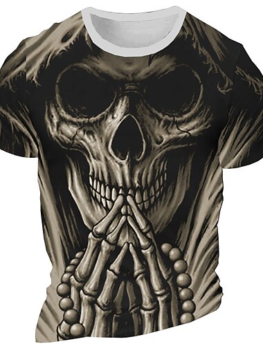  Herre Grafisk Skelet Gotisk T-shirt Kortærmet T-shirt 3D-udskrivning Rund hals Skjorte Daglig Designer Retro / vintage Sport & Udendørs Ferie I-byen-tøj Blå Rød Lilla Forår sommer Tøj S M L XL 2XL