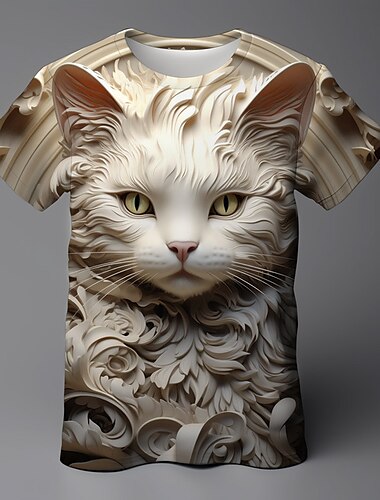  Mädchen 3D Katze T-Shirt Hemd Kurzarm 3D-Druck Sommer Aktiv Modisch Kuschelig Polyester kinderkleidung 3-12 Jahre Rundhalsausschnitt Outdoor Casual Täglich Regular Fit