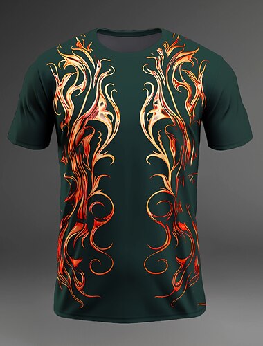  Herren Graphic Totem T Shirt Kurzarm T-Shirt 3D-Druck Rundhalsausschnitt Hemd Täglich Designer Brautkleider schlicht Sports Outdoor Festtage Ausgehen Rote Blau Purpur Frühling Sommer Bekleidung S M L