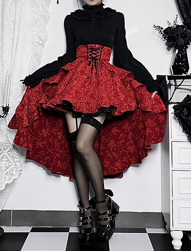  Rétro Vintage Punk et gothique Epoque Médiévale Steampunk Jupe Bal Masqué Jupe mulet Fille gothique Femme Mascarade Soirée Jupes
