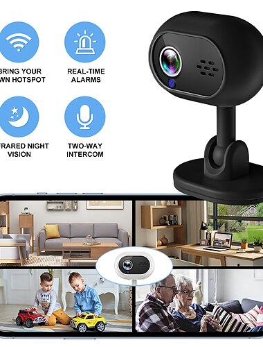  كاميرا A4 Mini IP واي فاي، كاميرا مراقبة منزلية لاسلكية للأطفال، 1080 بكسل HD، نسخة ليلية، مسجل صوتي صغير، كاميرا مراقبة أمنية