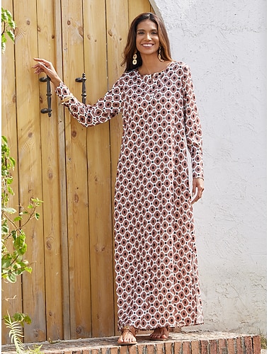  Maxikleid aus Satin mit geometrischem Schmuckausschnitt