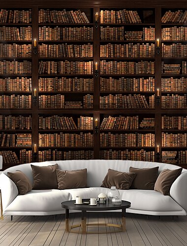  Landschaft, Vintage-Bücherregal, hängender Wandteppich, Wandkunst, großer Wandteppich, Wanddekoration, Fotografie, Hintergrund, Decke, Vorhang, Zuhause, Schlafzimmer, Wohnzimmer, Dekoration
