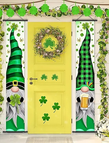 1 Stk. Patrick's Day-Zwerg-Poster mit Kleiderbügeln, Innenhof-Wandkunst, Leinwand-Poster, Kunst für Zuhause, Wohnzimmer, Dekoration, Wandkunst-Dekor