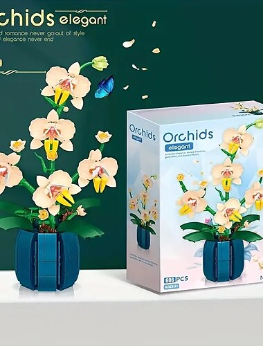  cadeaux pour la fête des femmes 1pc ensemble de blocs de construction de bonsaï d'orchidée créant des fleurs de plantes artificielles et des séries de plantes pour les familles ou le bureau cadeaux