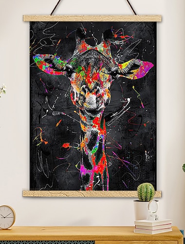 Giraffen-Graffiti-Bildposter mit Aufhänger, Wandkunst, Leinwanddrucke, Malerei, Heimdekoration, Dekor, gerollte Leinwand, ohne Rahmen