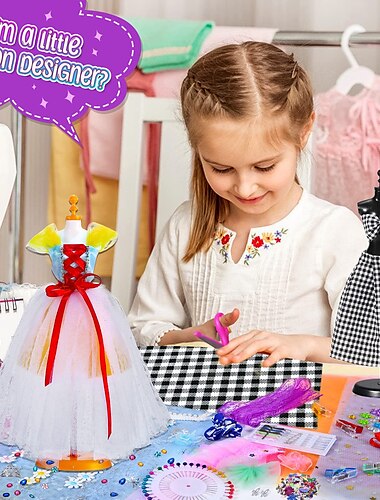  Vêtements de poupée pour enfants, design, bricolage, vêtements de poupée, classe d'artisanat de maternelle, pack de matériel créatif, vêtements en tissu, tailleur