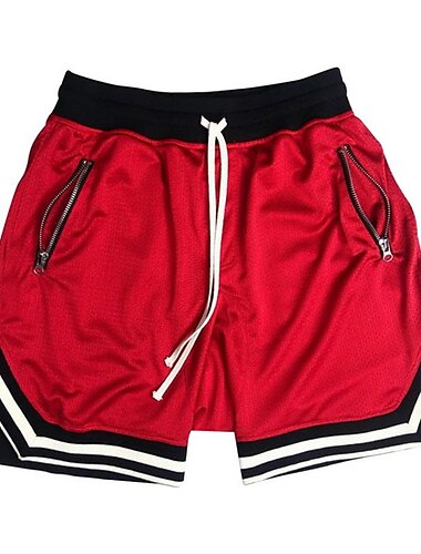  Herren Basketball-Shorts Kurze Sporthose Sport Shorts Sport Basketball Laufen Bequem Kordelzug Elastische Taille Farbblock Knielänge Gymnastik Sportkleidung Schwarz Weiß Mikro-elastisch