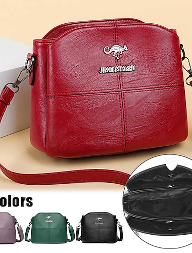  Borsa a tracolla piccola da donna in similpelle rossa – borsa a tracolla minimalista con tracolla regolabile per uscite casual e uso quotidiano