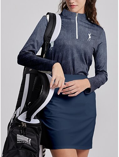  Femme T-shirt POLO Bleu manche longue Protection Solaire Top Automne Hiver Vêtements de golf pour femmes, tenues, vêtements