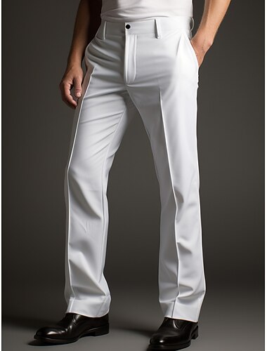  Homme pantalon de costume Pantalon Pantalon de costume Boutons Poche Plein Confort Respirable Extérieur du quotidien Sortie Mode Décontractées Noir Blanche