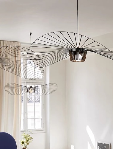  hanglamp vintage woonkamer kroonluchter hanglamp 60cm led vertigo lamp hanglampen gemaakt van glasvezel / polyurethaan e27 voor lampenkap, restaurant, bar, café, zwart 110-240v