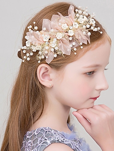  Helm Haarclip Imitatieparel Strass Bruiloft Verjaardag Vintage leuke Style Met Nep Parel Bloemen Helm Hoofddeksels