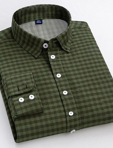  Herren Kleidhemd Kariertes Hemd Kragenhemd Karo Hochzeit Urlaub Gelb Rote Blau Grün Langarm Umlegekragen Frühling & Herbst Bekleidung Button-Down