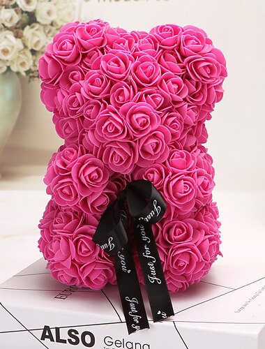  Geschenke zum Frauentag, Geschenk zum Valentinstag, Kreativität, 25 cm Rosenbär, Teddy-Tag, Geschenkbox, PE-Blume, romantischer Schaumbär, Umarmungsbär, Muttertagsgeschenke für Mama